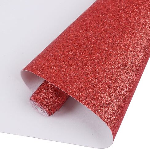 Solid Color Superfine Glitter Faux Leather Rolls 12"X53"(30cmX135cm), Shiny Faux Fabric Canvas Perfect for Craft Handmade DIY Leather Earrings, Bows,Sewing (Golden.) in Kuwait