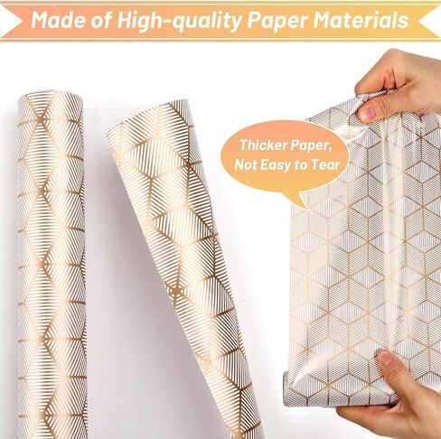Gold Wrapping Paper 4 Rolls, Birthday Wrapping Paper Mini Roll - 17 Inch X 120 Inch Per Roll, White with Gold Foil Design Gift Wrapping Paper Roll for Birthday, Holiday, Party, Wedding, Graduation in Saudi Arabia