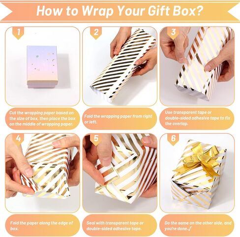 Gold Wrapping Paper 4 Rolls, Birthday Wrapping Paper Mini Roll - 17 Inch X 120 Inch Per Roll, White with Gold Foil Design Gift Wrapping Paper Roll for Birthday, Holiday, Party, Wedding, Graduation in Saudi Arabia
