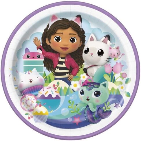 Gabby's Dollhouse Party Supplies Pack Serves 16: Gabbys Dollhouse Plates Napkins Cups and Table Cover - includes Birthday Candles - Gabby Dollhouse Bundle for 16 in Saudi Arabia