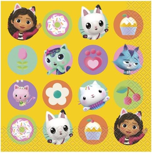 Gabby's Dollhouse Party Supplies Pack Serves 16: Gabbys Dollhouse Plates Napkins Cups and Table Cover - includes Birthday Candles - Gabby Dollhouse Bundle for 16 in Saudi Arabia