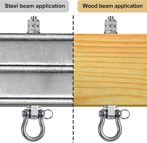 SELEWARE Heavy Duty Bearing Swing Hangers, 6 Pack Stainless Steel Swing Hooks for Wood and Steel Beam, Swing Sets Hardware for Hammock, Yoga Swing, Porch Swing, Heavy Bag, 7" x M2/5", 1500LB Capacity in Saudi Arabia