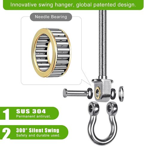 SELEWARE Heavy Duty Bearing Swing Hangers, 6 Pack Stainless Steel Swing Hooks for Wood and Steel Beam, Swing Sets Hardware for Hammock, Yoga Swing, Porch Swing, Heavy Bag, 7" x M2/5", 1500LB Capacity in Saudi Arabia