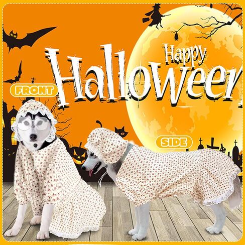 3Pcs Dog Halloween Costume Old Lady Costume for Big Bad Wolf Grandma Dogs Costume Include Dog Dress Hat and Glasses for Dog Halloween Party Cosplay (3XL) in Saudi Arabia
