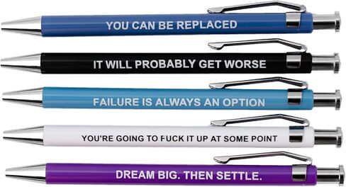 Funny Offensive Pens - Snarky Office Gag Gift, 5-Piece Set of Ballpoint Pens with Humorous Sayings for Adults in Kuwait