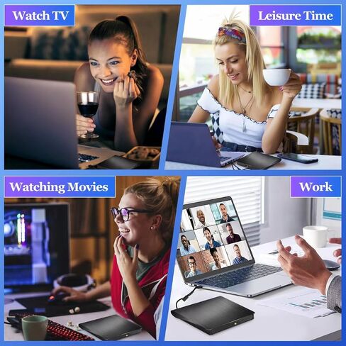 محرك أقراص CD/DVD خارجي لأجهزة الكمبيوتر المحمول، مشغل DVD محمول USB 3.0 من النوع C لأجهزة الكمبيوتر المحمول، ناسخ أقراص مضغوطة CD ROM محرك أقراص خارجي بصري متوافق مع أجهزة الكمبيوتر المحمول المكتبية وأجهزة Mac Windows Mac Linux OS (أبيض) in Saudi Arabia