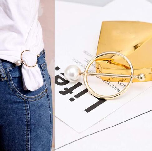 5PCS Gold Zinc Alloy Pearls Round Scarf Clips Scarf Ring Scarves Buckle Silk Scarf Clasp Womens Fashion Decoratice Accessories for Clothing Neckerchief T-Shirt Shawl in Saudi Arabia
