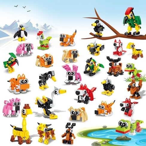 Party Favors for Kids- 30 Pack Mini Animals Building Blocks Set, Goody Bags Stuffers, Small Toys for Kids Prizes, Christmas Birthday Party Favors Return Gifts for Boys Girls Age 6-8-12+ in Saudi Arabia