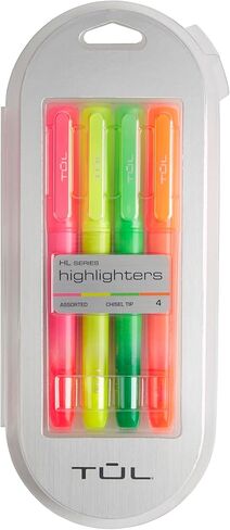 أقلام تحديد TUL®، رأس مشطوف، ألوان أسطوانية متنوعة، ألوان حبر متنوعة، عبوة مكونة من 4 أقلام تمييز in Kuwait