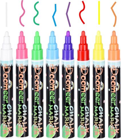 Liquid Chalk Markers, 8 Color 6 mm Medium Tip Erasable Marker Pens for Blackboard, Glass, Window & Mirror, Reversible Dual Tip Chalk Board Marker in Saudi Arabia