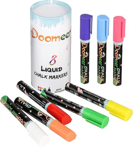 Liquid Chalk Markers, 8 Color 6 mm Medium Tip Erasable Marker Pens for Blackboard, Glass, Window & Mirror, Reversible Dual Tip Chalk Board Marker in Saudi Arabia