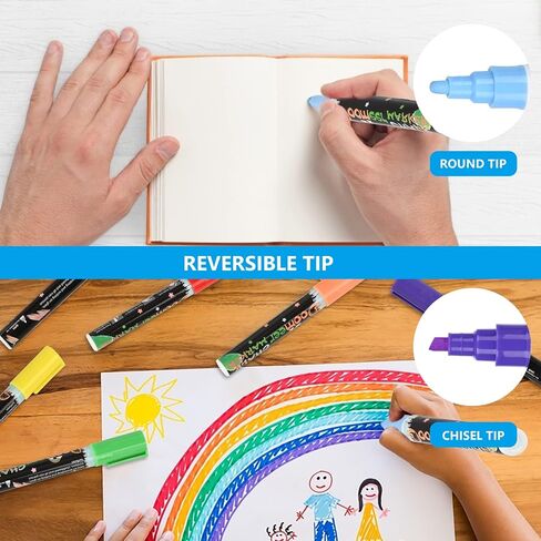 Liquid Chalk Markers, 8 Color 6 mm Medium Tip Erasable Marker Pens for Blackboard, Glass, Window & Mirror, Reversible Dual Tip Chalk Board Marker in Saudi Arabia