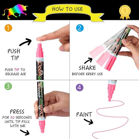 Liquid Chalk Markers, 8 Color 6 mm Medium Tip Erasable Marker Pens for Blackboard, Glass, Window & Mirror, Reversible Dual Tip Chalk Board Marker in Saudi Arabia