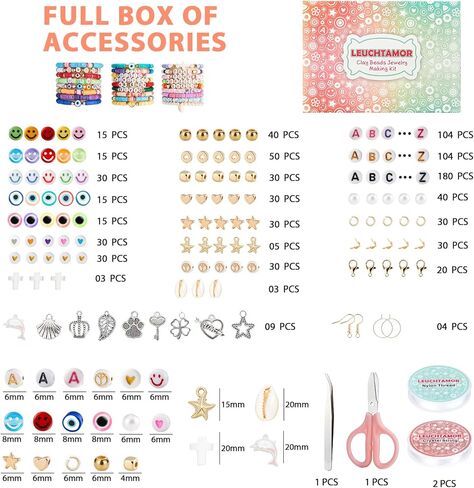 LEUCHTAMOR 15000 قطعة من خرز الطين 96 لونًا مجموعة صنع سوار الصداقة 4 صناديق خرز طين بوليمر قرص خرز من الطين مع سحر لصنع المجوهرات، هدايا الحرف اليدوية in Kuwait