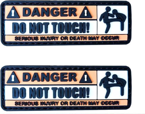 2Pcs Fun PVC Warning Patches, Danger Do Not Touch Funny Patch for Backpacks Clothes Jacket Tactical Bag in Saudi Arabia