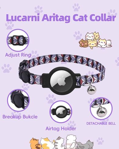 طوق القط airtags، طوق القط الانفصالي، طوق القط مع أجراس، طوق القط airtag التفاح، طوق هريرة قابل للتعديل للقطط صبي فتاة (7-11.8 بوصة)، مستلزمات الحيوانات الأليفة المثالية، الملحقات (الثعلب الأزرق) in Kuwait