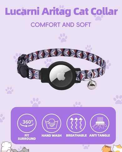 طوق القط airtags، طوق القط الانفصالي، طوق القط مع أجراس، طوق القط airtag التفاح، طوق هريرة قابل للتعديل للقطط صبي فتاة (7-11.8 بوصة)، مستلزمات الحيوانات الأليفة المثالية، الملحقات (الثعلب الأزرق) in Kuwait