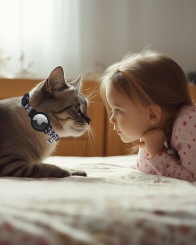 طوق القط airtags، طوق القط الانفصالي، طوق القط مع أجراس، طوق القط airtag التفاح، طوق هريرة قابل للتعديل للقطط صبي فتاة (7-11.8 بوصة)، مستلزمات الحيوانات الأليفة المثالية، الملحقات (الثعلب الأزرق) in Kuwait