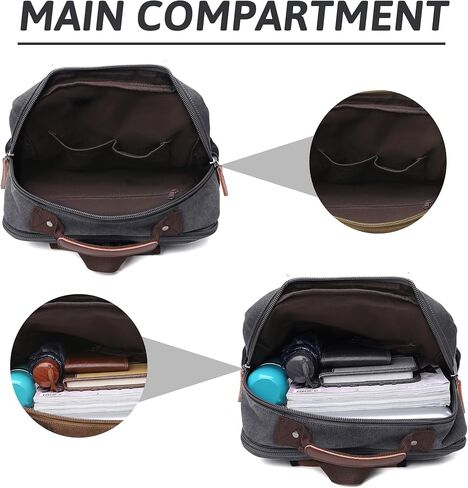 Canvas Laptop Backpack for Men Women,Durable Travel Work Business Rucksack Bookbags Fits 15.6 Inch Notebook & Laptops,College Backpacks Computer Bag Weekender Hiking Daypack(Black) in Saudi Arabia