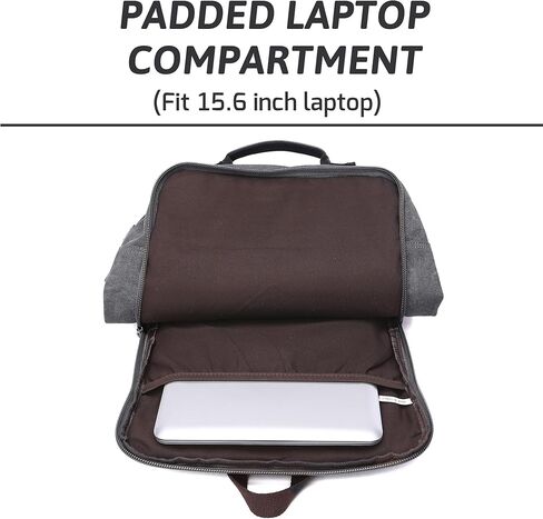 Canvas Laptop Backpack for Men Women,Durable Travel Work Business Rucksack Bookbags Fits 15.6 Inch Notebook & Laptops,College Backpacks Computer Bag Weekender Hiking Daypack(Black) in Saudi Arabia
