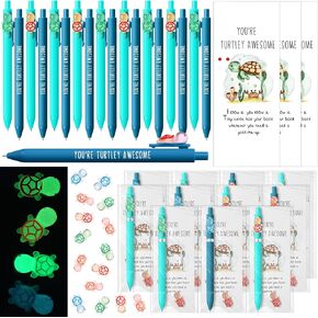 24 Set Easter Inspirational You're Turtley Awesome Gifts Bulk Social Worker Employee Appreciation Pen Positive Mini Sea Turtle Hug Figure Card Bookmark Thank You for Teacher Coworker Staff
