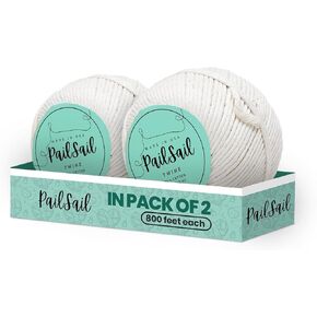 Natural Cotton String - 2 Pack of 800 Feet Each, Ideal for Food Wrapping, Crafts, Gardening, and More - Durable, Biodegradable, 100% Cotton Kitchen Twine for Trussing, Food Prep, and Beyond