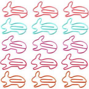 NUOBESTY 50pcs Easter Rabbit Bunny Shaped Paper Clips Decorative Paper Clips Bookmarks Clips Page Markers for Easter Party Favors Gifts (Random Color)
