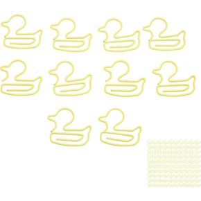 100 PCS Yellow Duck Paper Clips Lightweight Portable Electroplating Process Metal Paperclip for Office School & Personal Use, Daily DIY