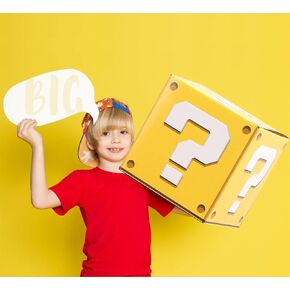 6 Pieces Video Game Question Boxes 11.8 x 11.8 Inch Question Box Party Decorations Video Game Party Favor Props Brick Comic Theme Party Decorations Supplies