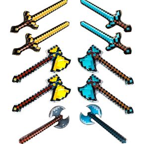 10 Pieces Inflatable Axe Pixel Craft Swords inflatable Sword for Boys Girls Halloween Carnival Party Supplies