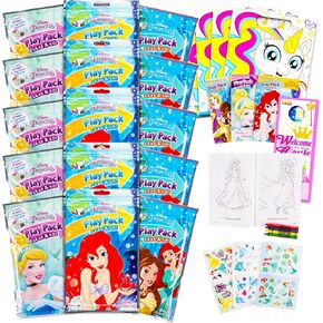 Set Of 15 Princess Play Packs Fun Party Favors Coloring Book Crayons Stickers Plus Loot Bags, Door Hanger