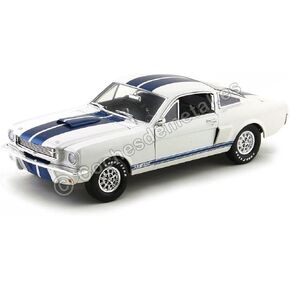 Shelby Collectibles SC160 1966 Ford Shelby Mustang GT 350 White with Blue Stripes 1-18 Diecast Car Model
