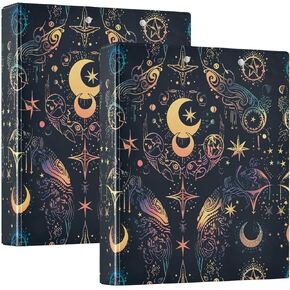 ALAZA Moon Stars Alchemy Witch 3 Ring Binder 1.5 Inch Three Ring Office Binders w/clipboard & 3 Pockets, Hold 200 Sheets, 1pc