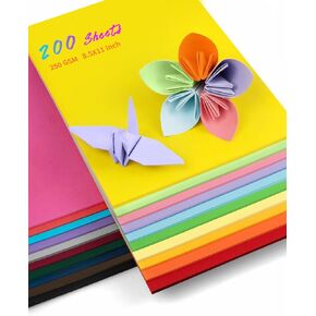 Colored Cardstock 200 sheets, 8.5" x 11" Cardstock Paper - 20 Assorted Colors, 250 GSM Card Stock Printer Paper Scrapbooking Supplies for Diy Crafts, Scrapbooking, Card Making