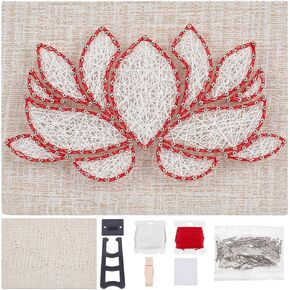 INFUNLY DIY Lotus Flowers String Art 3D Lotus Seat String Art Kits for Adults 9x6.2 String of The Art Easy to Make DIY Nail String Art Kit with Instruction for Home Wall Decor Students Women Gift