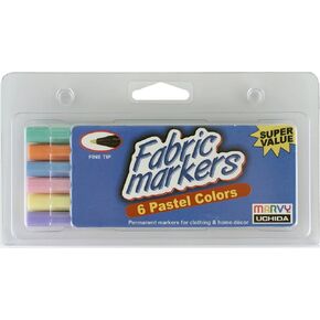 Uchida 510-6B Marvy Fine Tip Pastel Color Fabric Marker Set