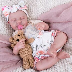 Aori Lifelike Reborn Baby Dolls - Realistic Sleeping Baby Girl Dolls 20 Inch Newborn Baby with Feeding Toy Accessories