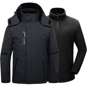 Kugnala Mens Winter Skiing Jacket 3 in 1 Waterproof Warm Snow Fleece Lining Coat Hooded Windproof Jacket S-3XL in Kuwait