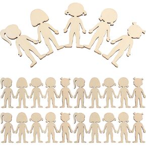 50 قطعة من قطع الخشب الخشبية للأطفال والبنات وحلي معلقة وأشكال رجل خشبي غير مكتملة وشرائح خشبية فارغة يمكنك صنعها بنفسك علامات حرفية لمشاريع الحرف اليدوية in Kuwait