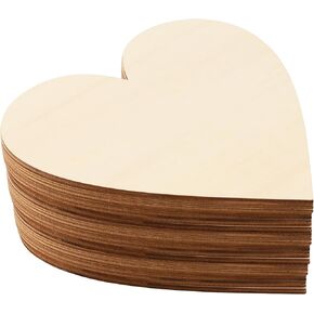 HOIGON 30 PCS 8 Inch Large Wooden Hearts, 1/8 Inch Thick Unfinished Wood Heart Cutouts, Blank Natural Wooden Heart Shape Slices for DIY Craft Embellishment, Wedding, Valentine, Decor