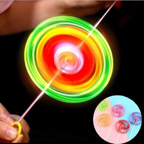 Multicolour Pull Line Flywheel, Lightshow Orbital Flash Novelty Adult's Gift, Spinning Spinner Light Rainbow, Pull Line Flashing Glow in The Dark Wheel Colorful Glow Up Sorting and Stacking, Fidget