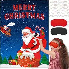 Christmas Party Supplies, Pin the Beard on the Santa, Christmas Stickers Games for Families Adults Kids Teens, Party Favors and Xmas Gifts New Year Activities Decorations with 12pcs Beard Stickers