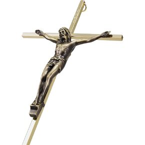 ACHIBANG Metal Crucifix Wall Cross, Beautifully Designed Catholic Cross Gift with Jesus Christ -10 Inch, Ideal for Silver Cross Wall Decor.