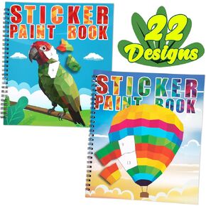 90shine 2PCS Sticker Books for Kids Ages 4-8 Pet Multicolor Themed Designs Party Gift Create 22 Pictures