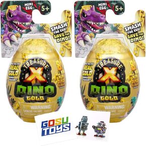 Treasure X Dino Gold Mini Egg (2 Pack) with 2 Gosutoys Stickers - Smash The Egg and Save The Dino