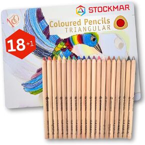 Stockmar Colored Pencils Triangular - Set of 18 Colors + 1 Graphite Pencil, Sustainable Wooden Pencils, Waldorf School Supplies, Walorf Art Supplies