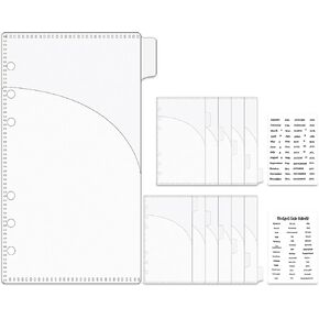 Mogoostry 12pcs A6 Binder Pocket 6Tabs Cash Envelopes with Label Sticker A6 Budget Sheet Sleeves Two Pockets Folder Binder Inserts Frosted Pocket Divider Money Organizer