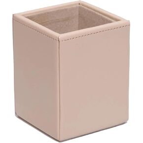 DACASSO Bonded Leather Pencil Cup - Luxury Cup Storage For Pens, Pencils, & Office Accessories - Elegant Pen Organizer & Executive Desk Decor - (White Latte)