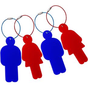 Men Women Unisex Acrylic Restroom Dressing Room Keychains Tags with Wire Rings for Office Bathroom Keys at Office/School/Restaurant/Store/Classroom