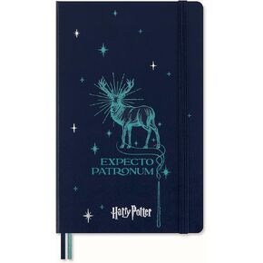 Moleskine Limited Edition Harry Potter Expecto Patronum spell Notebook with glow in the dark special-effect, Hard Cover, Ruled, Large (5" x 8.25"), Petrolum Blue, 176 pages